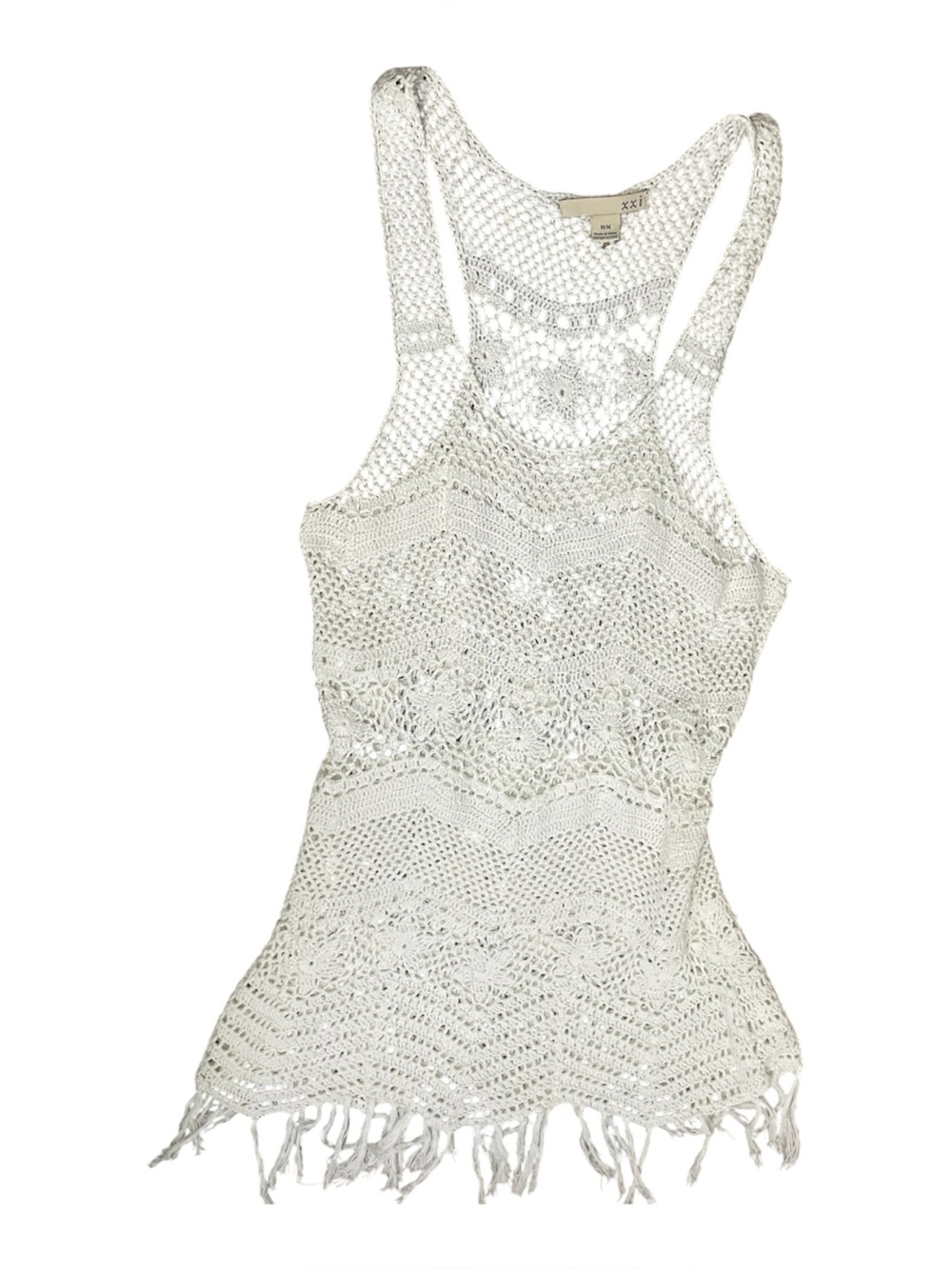 Crochet mini dress fringe swim coverup - Picture 4 of 16